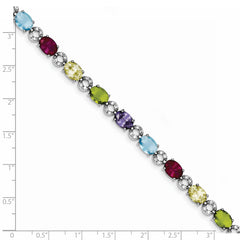 Sterling Silver Rhodium-plated 7inch Multicolor CZ Bracelet