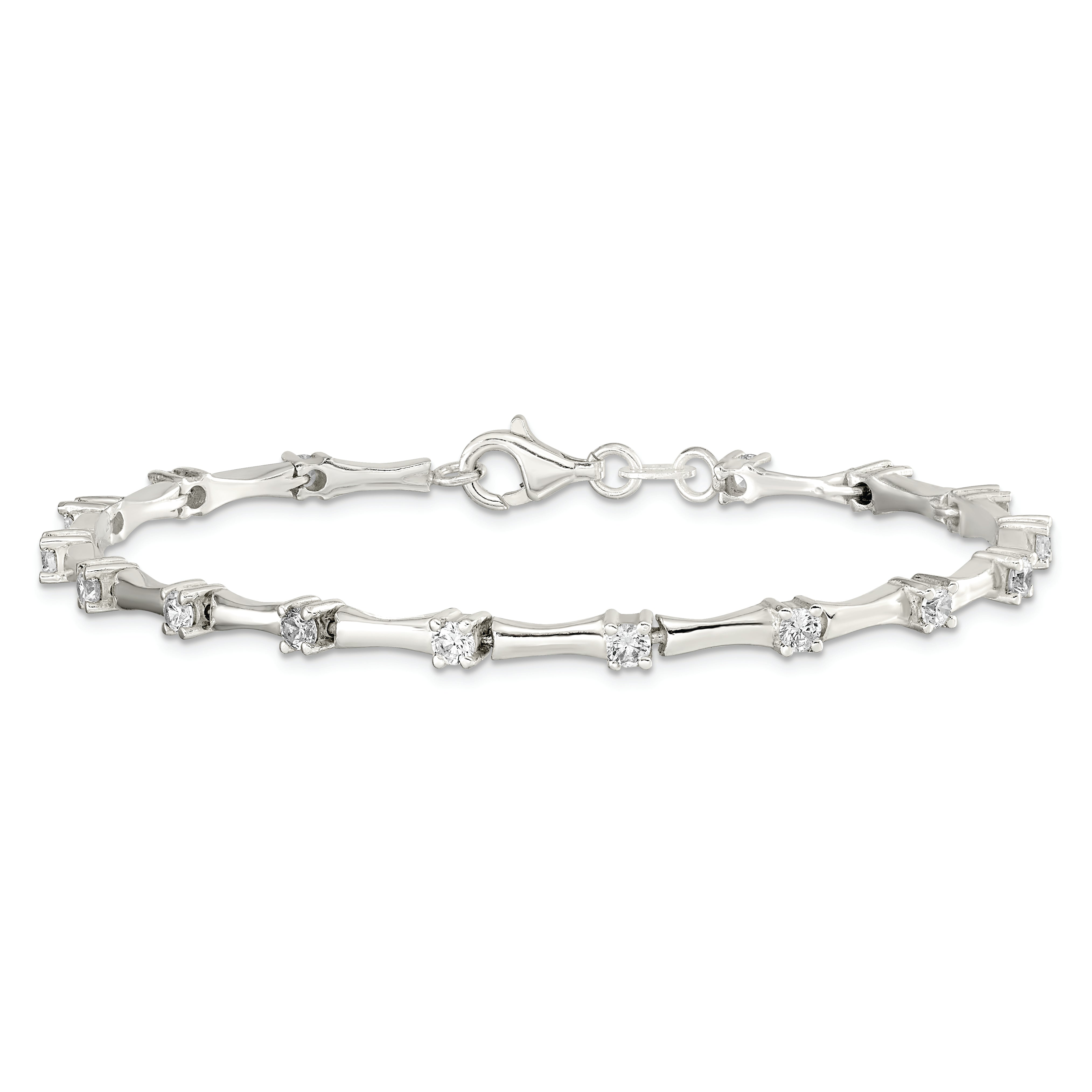 Sterling Silver CZ Fancy Polished Bracelet