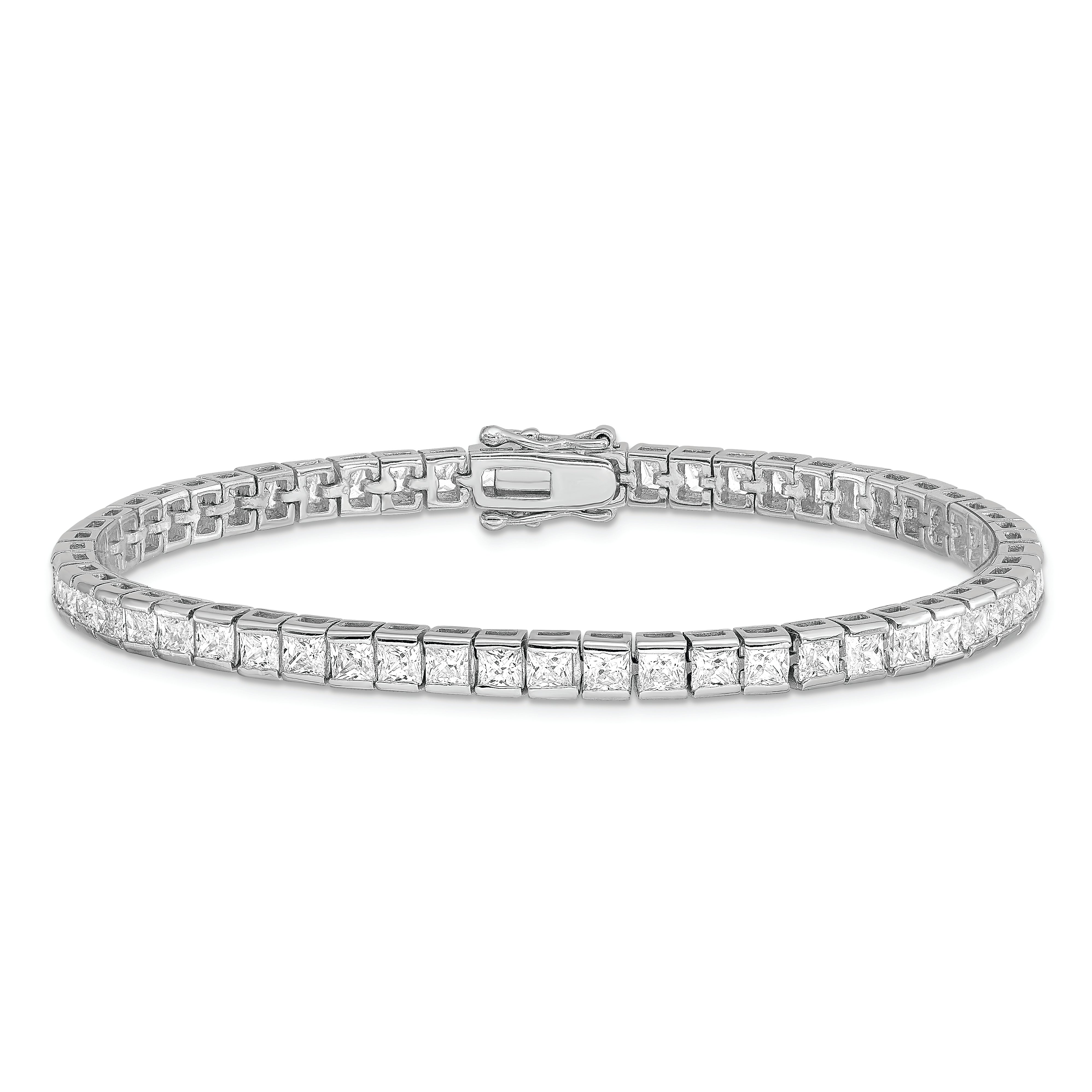 Sterling Silver Rhodium-plated CZ Tennis Bracelet