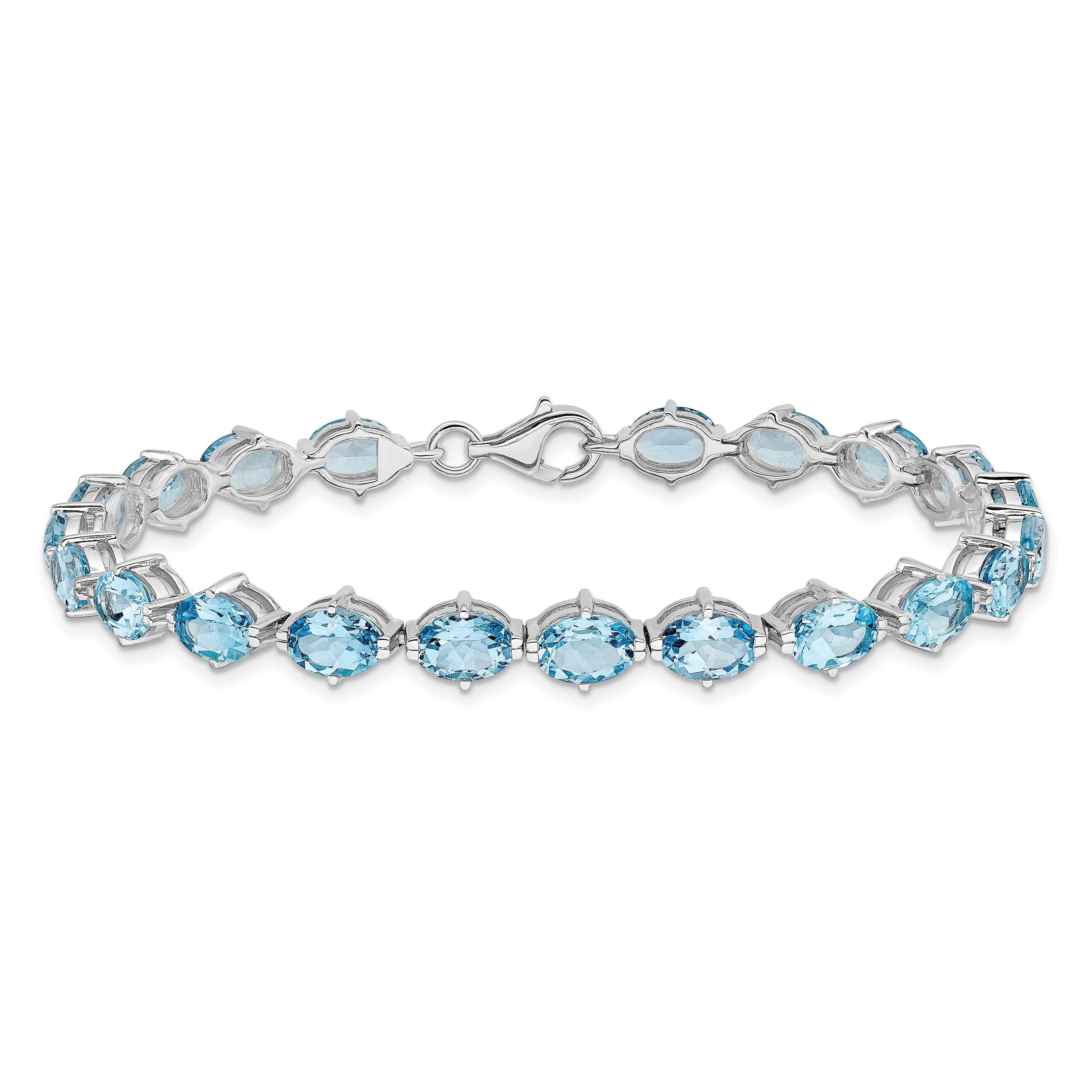 Sterling Silver Rhodium-plated Swiss Blue Topaz Bracelet