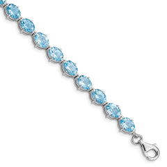 Sterling Silver Rhodium-plated Swiss Blue Topaz Bracelet