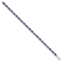 Sterling Silver Rhodium-plated Amethyst & White Topaz Bracelet