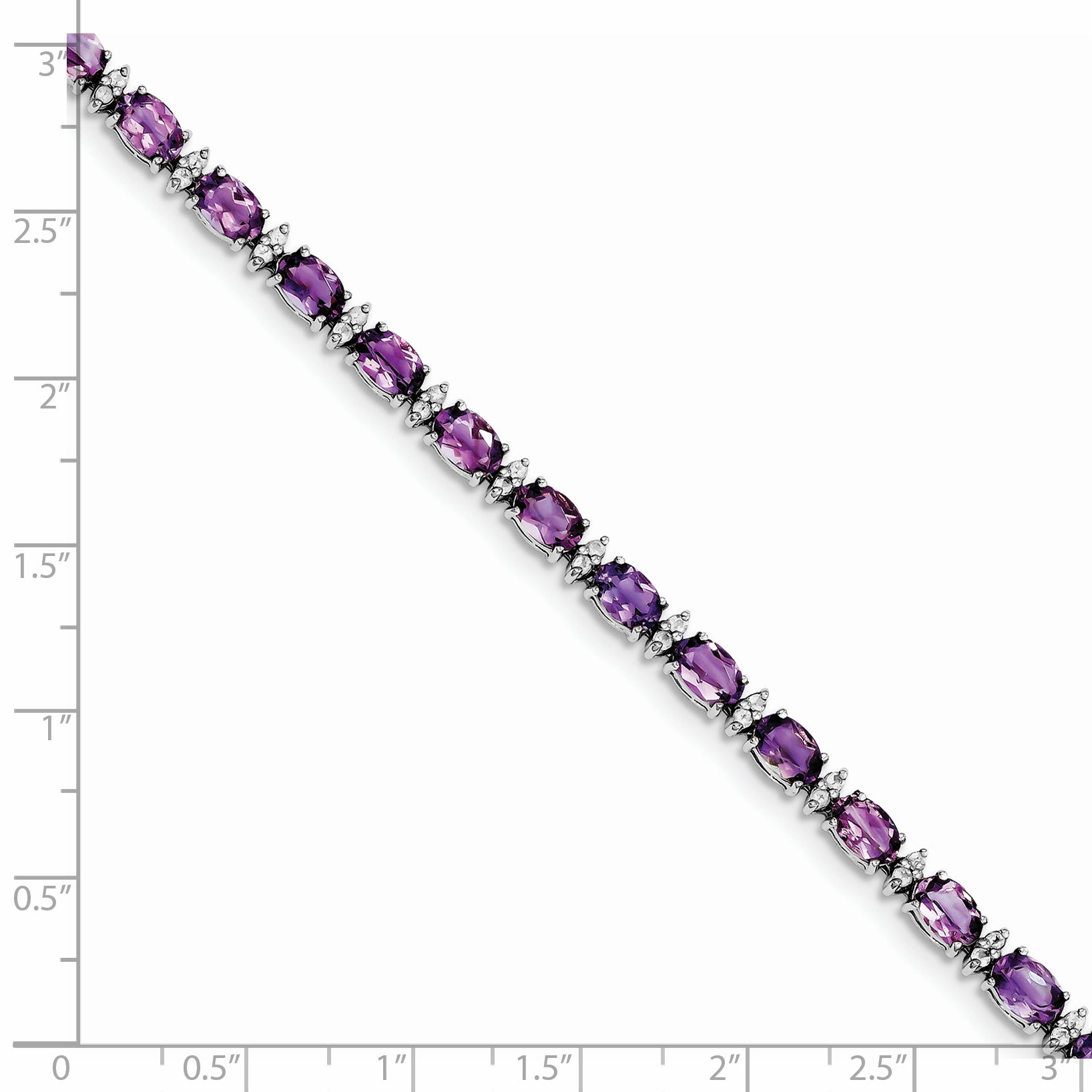 Sterling Silver Rhodium-plated Amethyst & White Topaz Bracelet