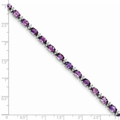 Sterling Silver Rhodium-plated Amethyst & White Topaz Bracelet