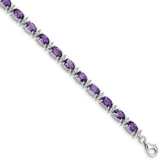 Sterling Silver Rhodium-plated Amethyst & White Topaz Bracelet