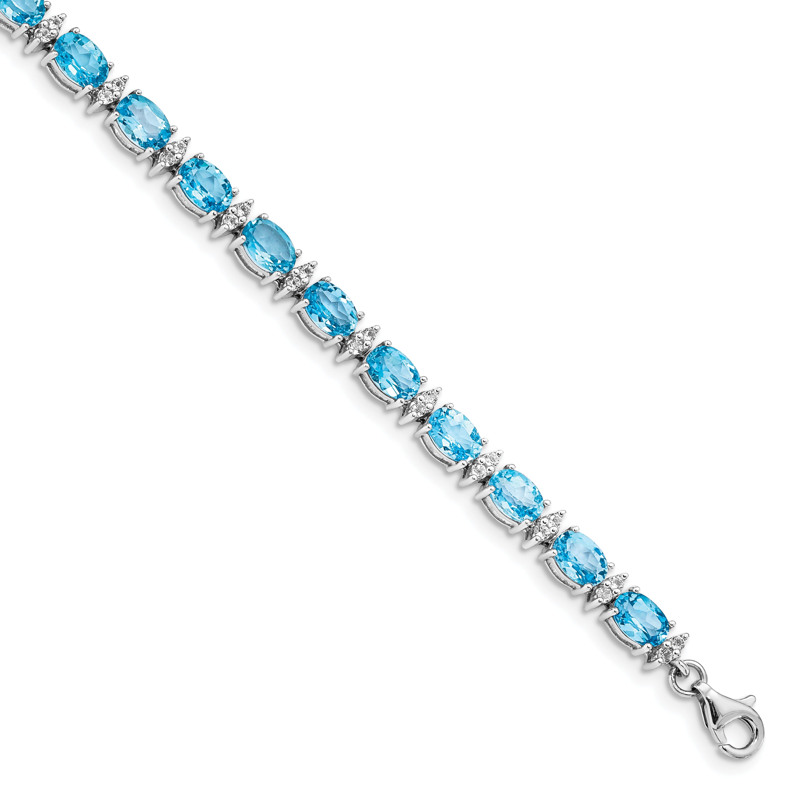 Sterling Silver Rhodium-plated Sky BT & White Topaz Bracelet