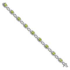 Sterling Silver Rhodium-plated Diamond & Peridot Bracelet