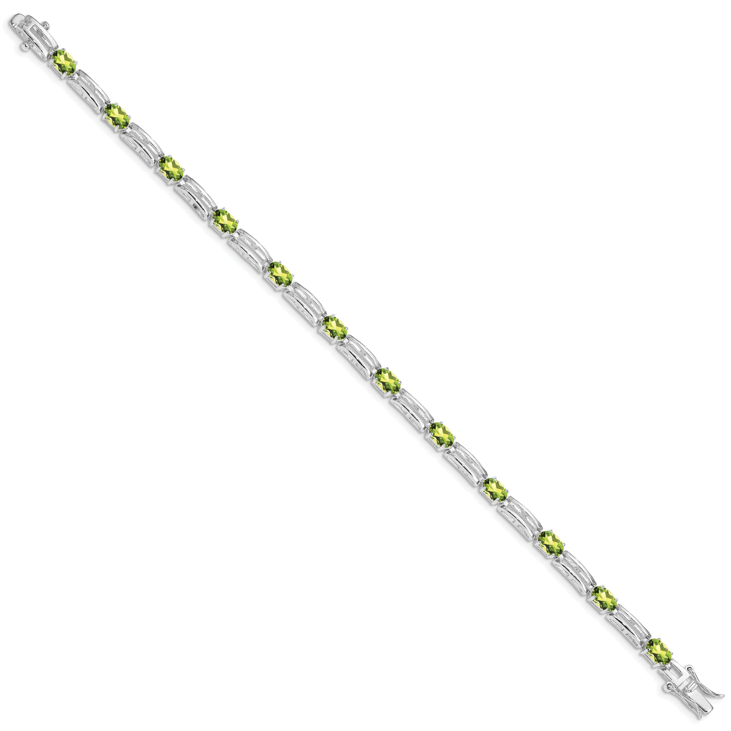 Sterling Silver Rhodium-plated Peridot Bracelet