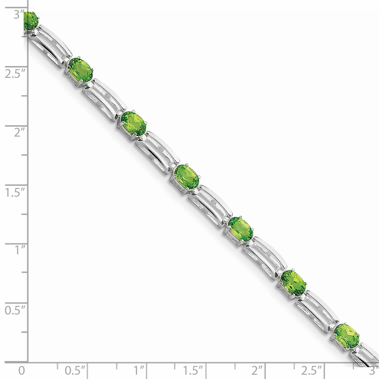 Sterling Silver Rhodium-plated Peridot Bracelet