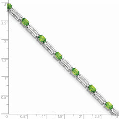 Sterling Silver Rhodium-plated Peridot Bracelet