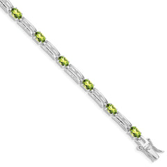 Sterling Silver Rhodium-plated Peridot Bracelet