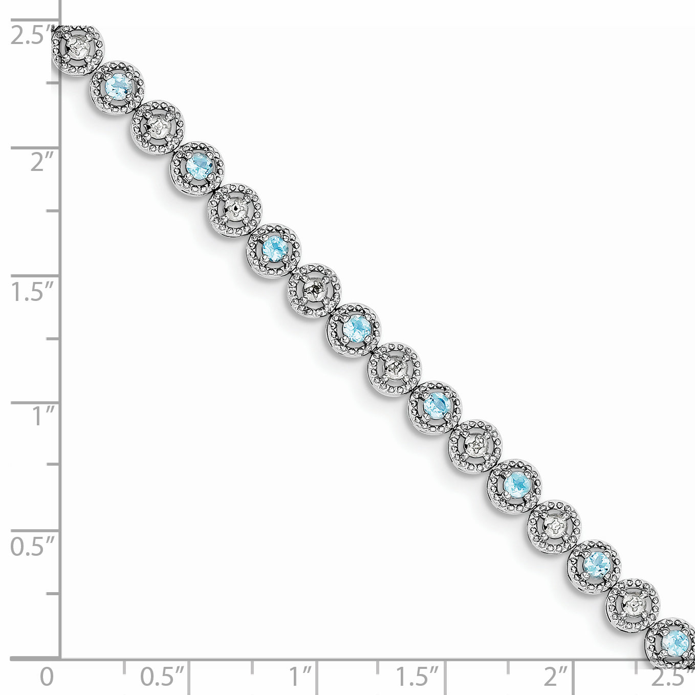 Sterling Silver Rhodium-plated Blue Topaz Diamond Bracelet