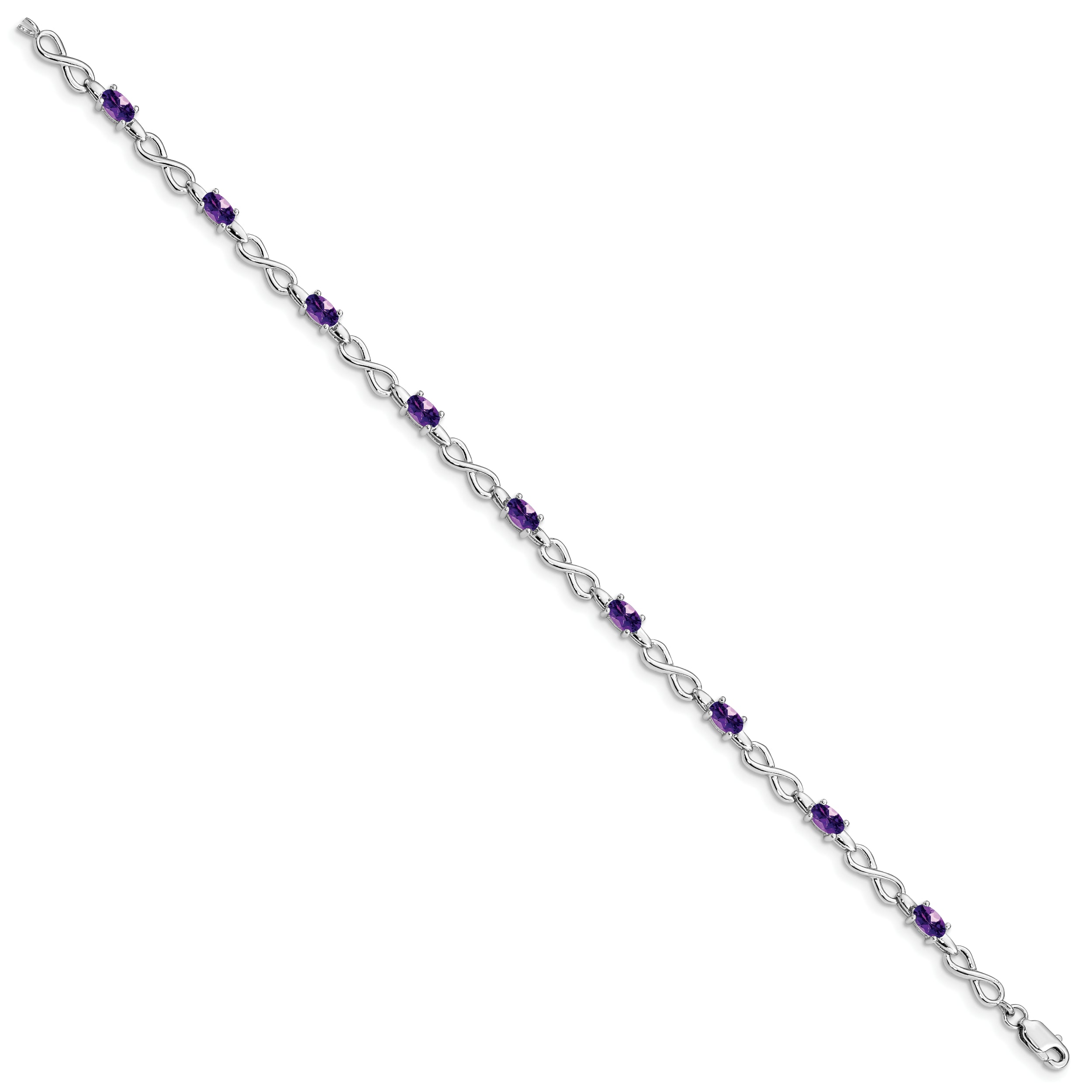 Sterling Silver Rhodium-plated Amethyst Bracelet