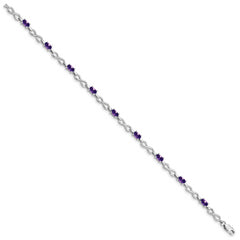 Sterling Silver Rhodium-plated Amethyst Bracelet