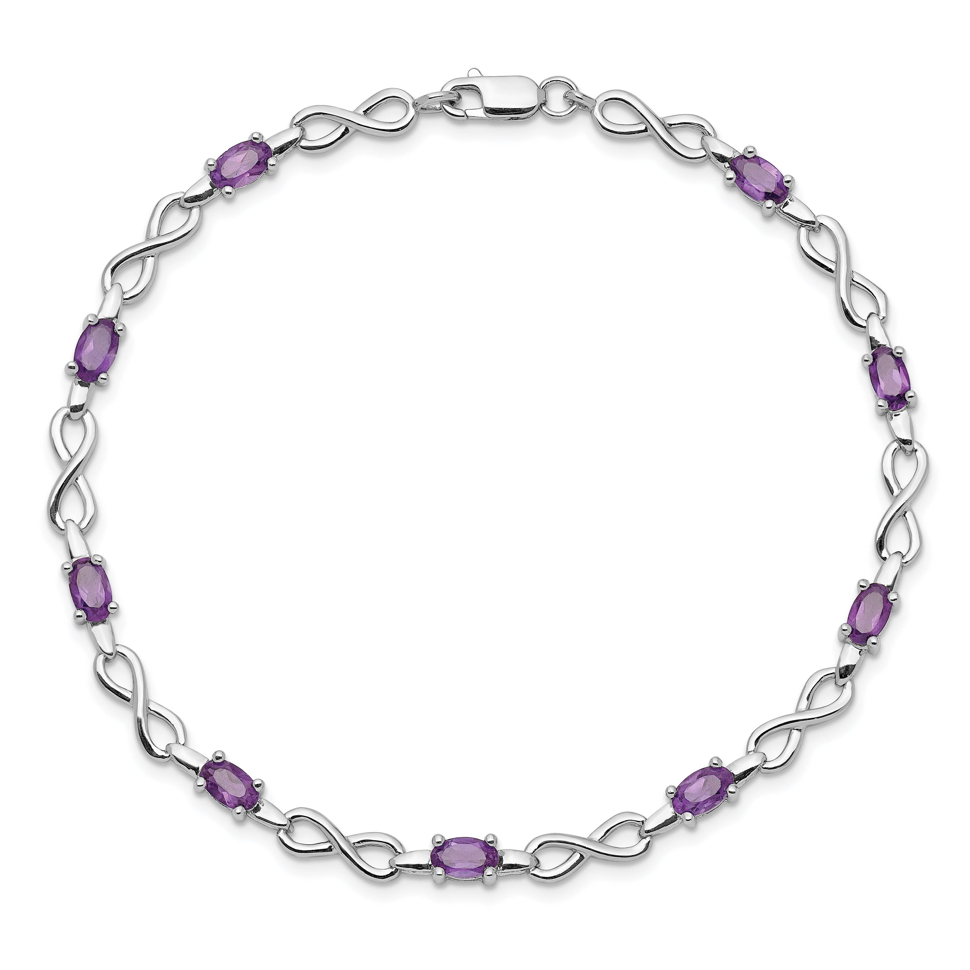 Sterling Silver Rhodium-plated Amethyst Bracelet