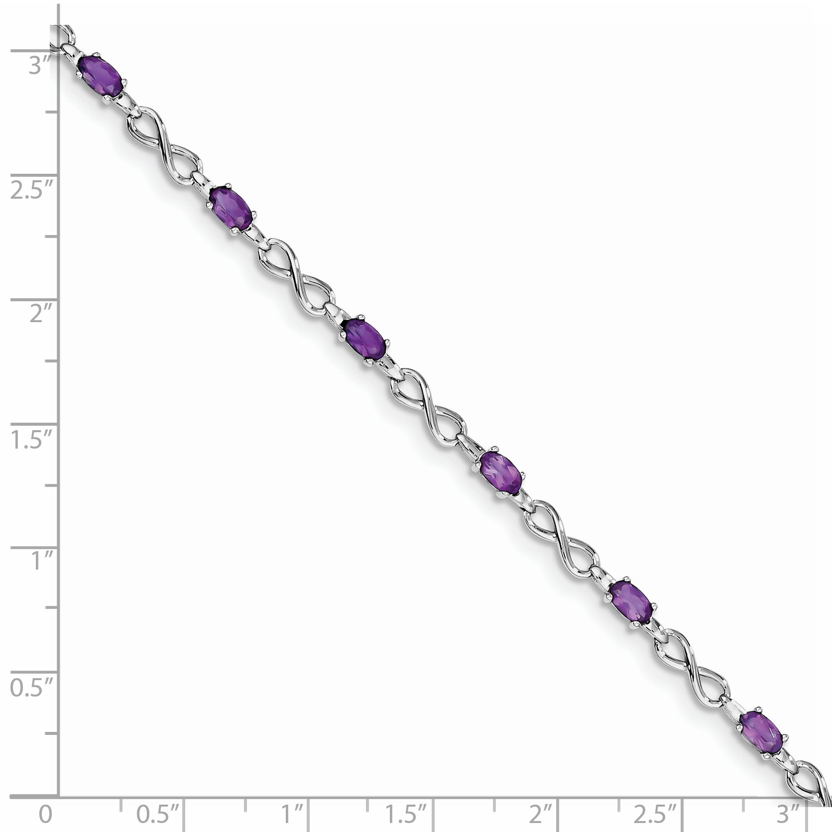 Sterling Silver Rhodium-plated Amethyst Bracelet