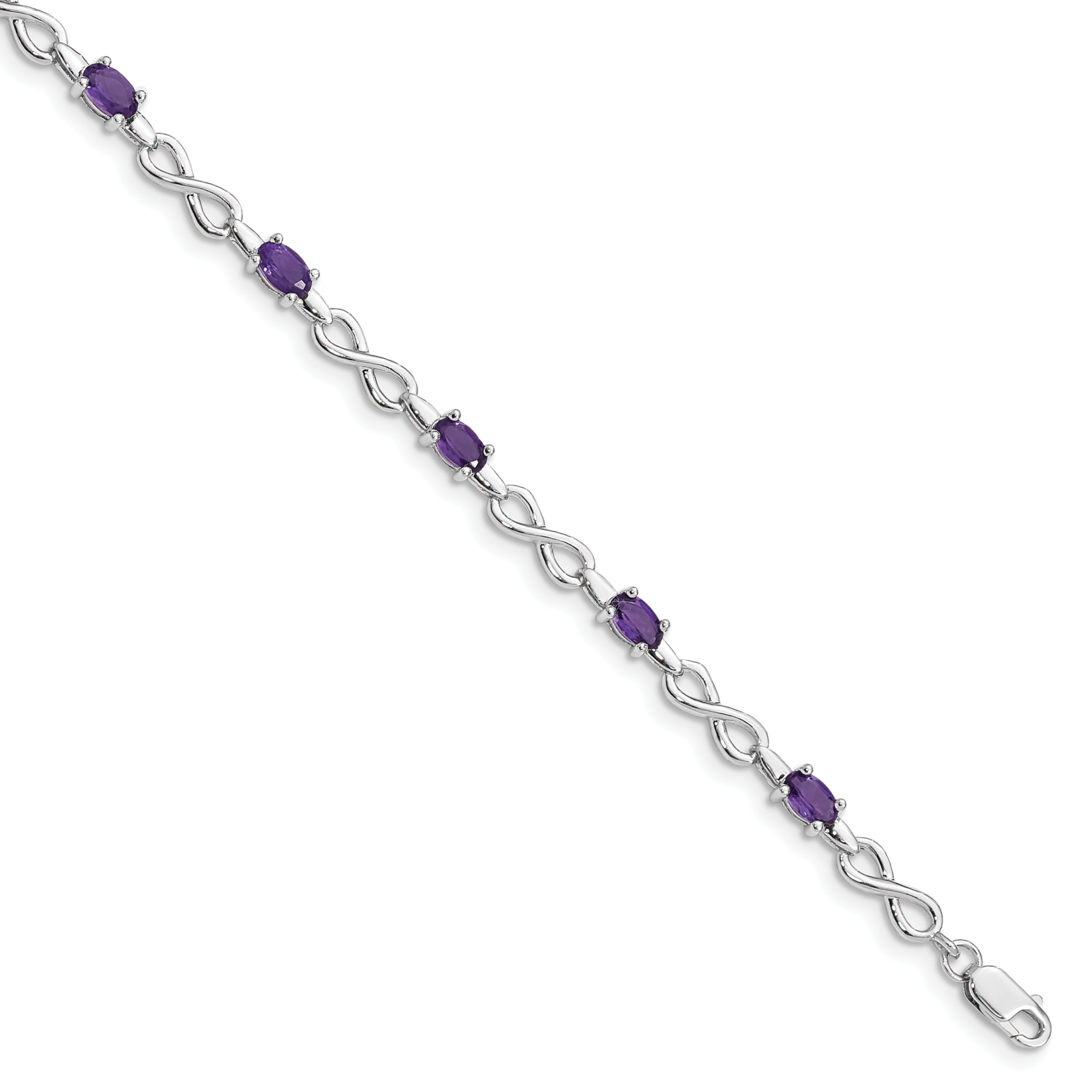 Sterling Silver Rhodium-plated Amethyst Bracelet