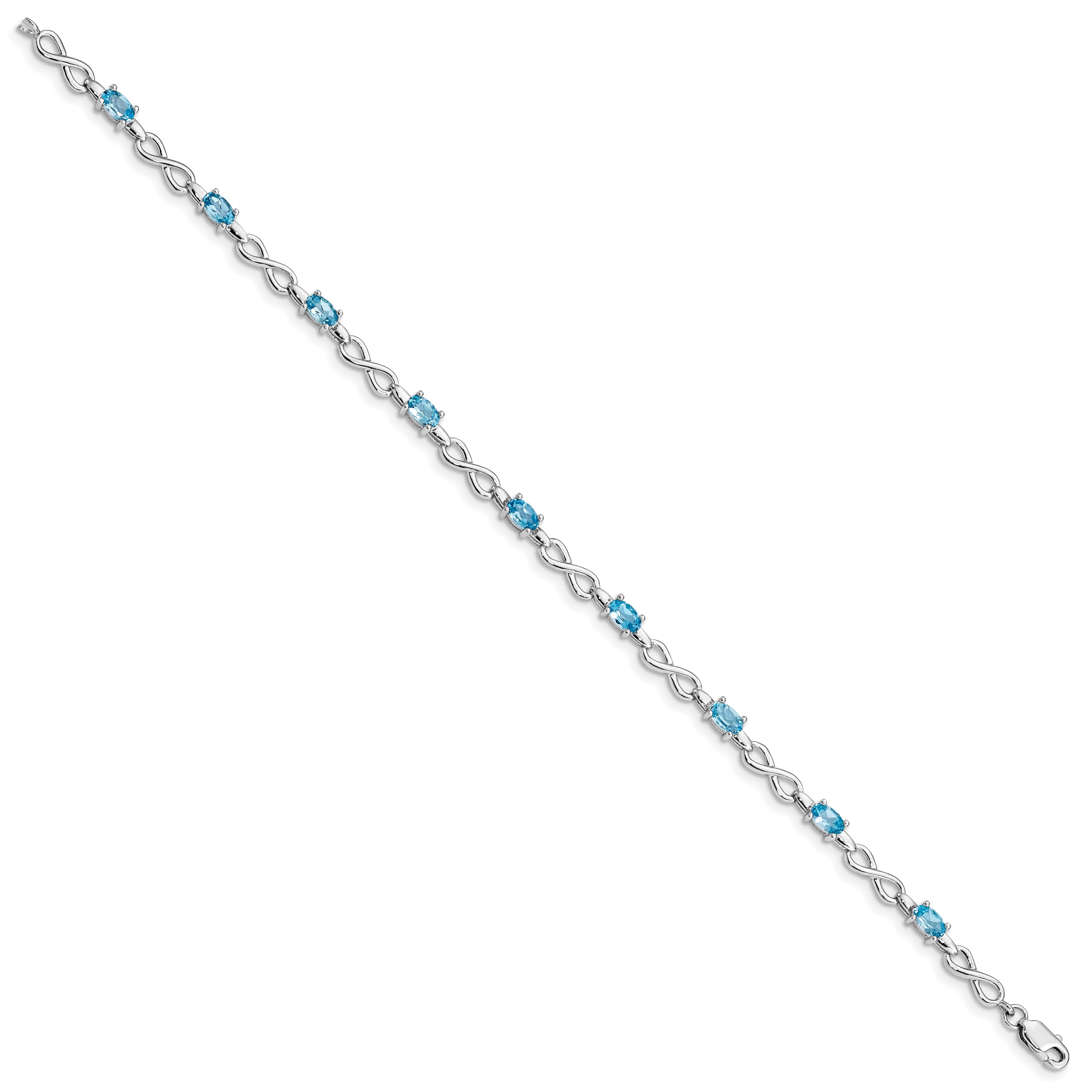 Sterling Silver Rhodium-plated Blue Topaz Bracelet