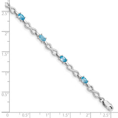 Sterling Silver Rhodium-plated Blue Topaz Bracelet