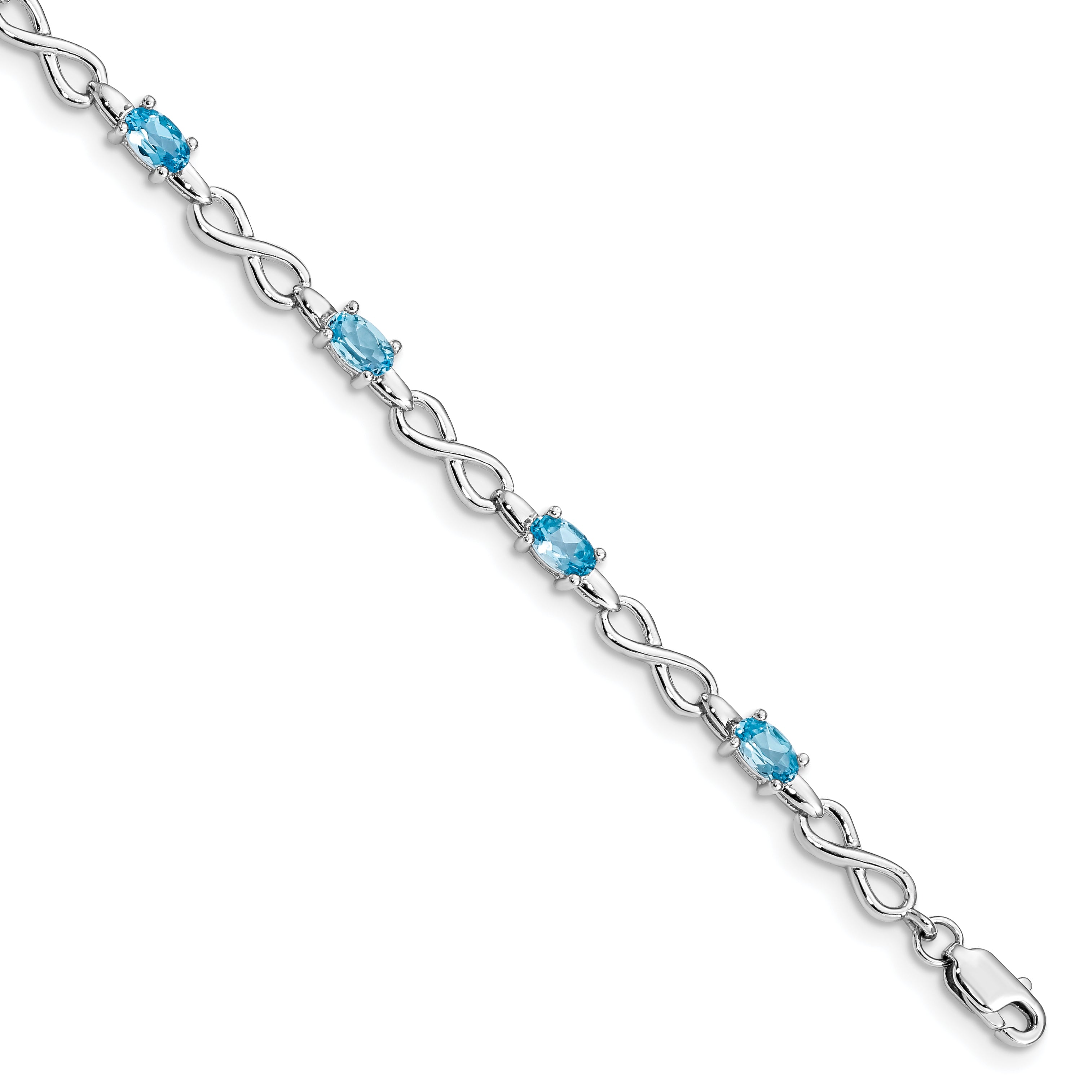 Sterling Silver Rhodium-plated Blue Topaz Bracelet