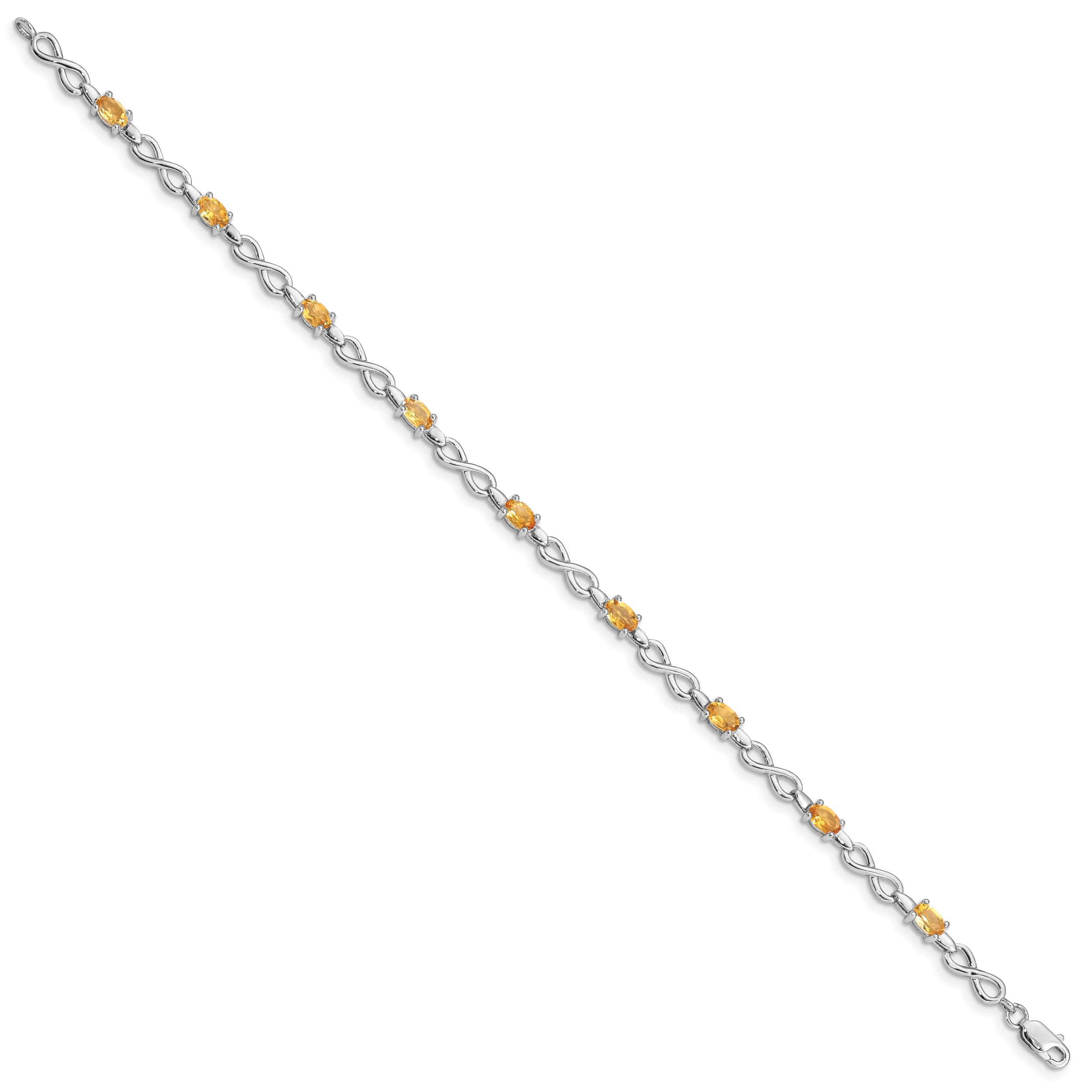 Sterling Silver Rhodium-plated Citrine Bracelet