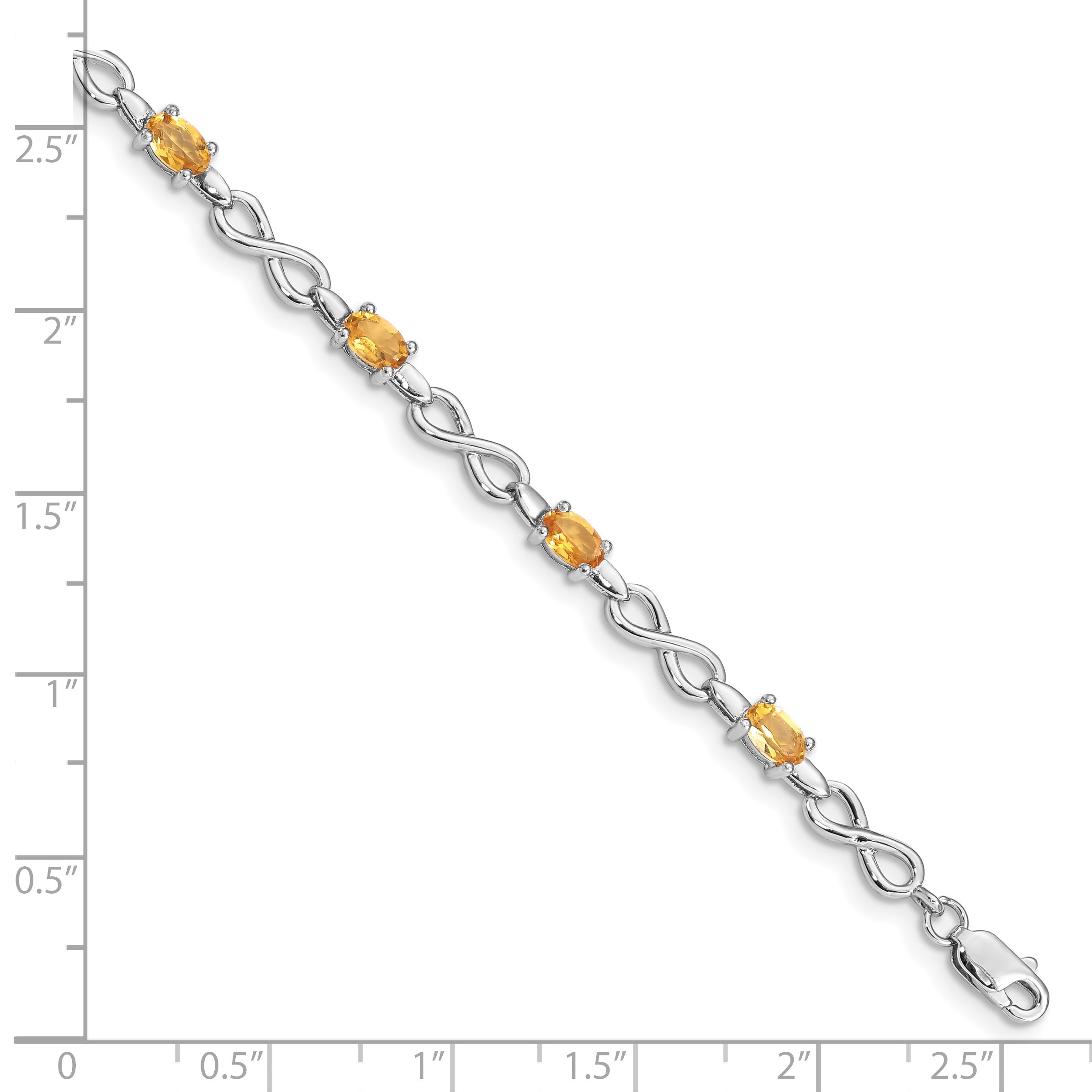 Sterling Silver Rhodium-plated Citrine Bracelet