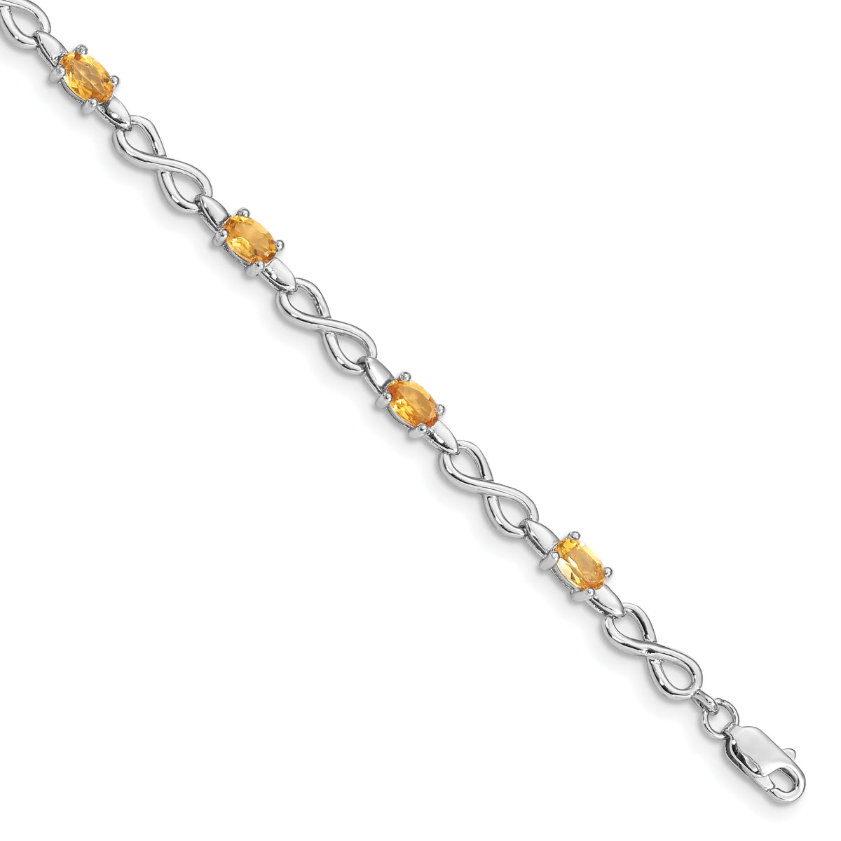 Sterling Silver Rhodium-plated Citrine Bracelet