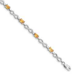 Sterling Silver Rhodium-plated Citrine Bracelet