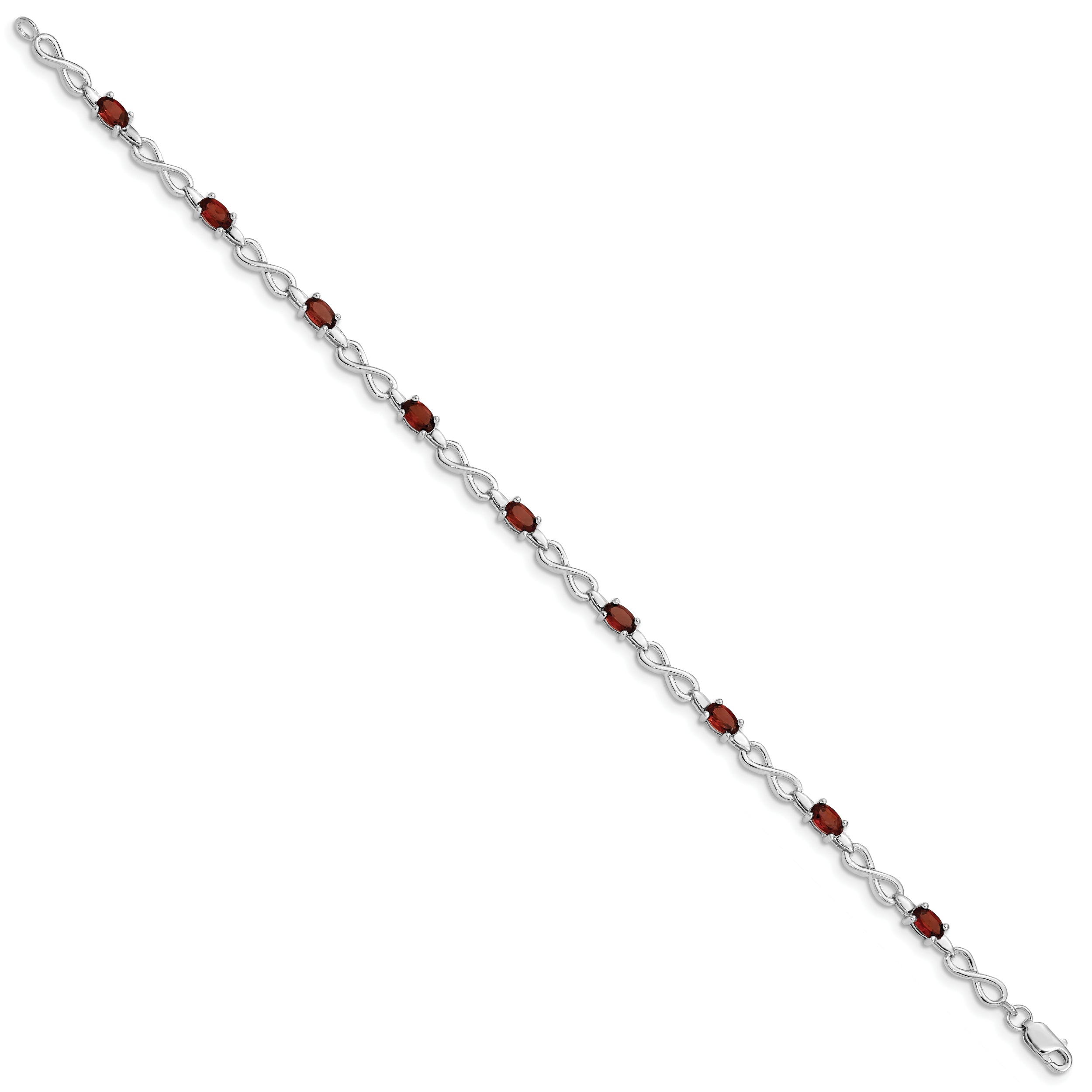 Sterling Silver Rhodium-plated Garnet Bracelet