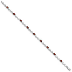 Sterling Silver Rhodium-plated Garnet Bracelet