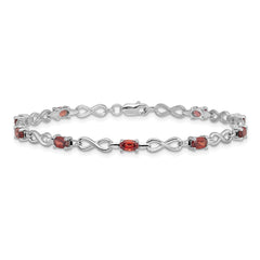 Sterling Silver Rhodium-plated Garnet Bracelet