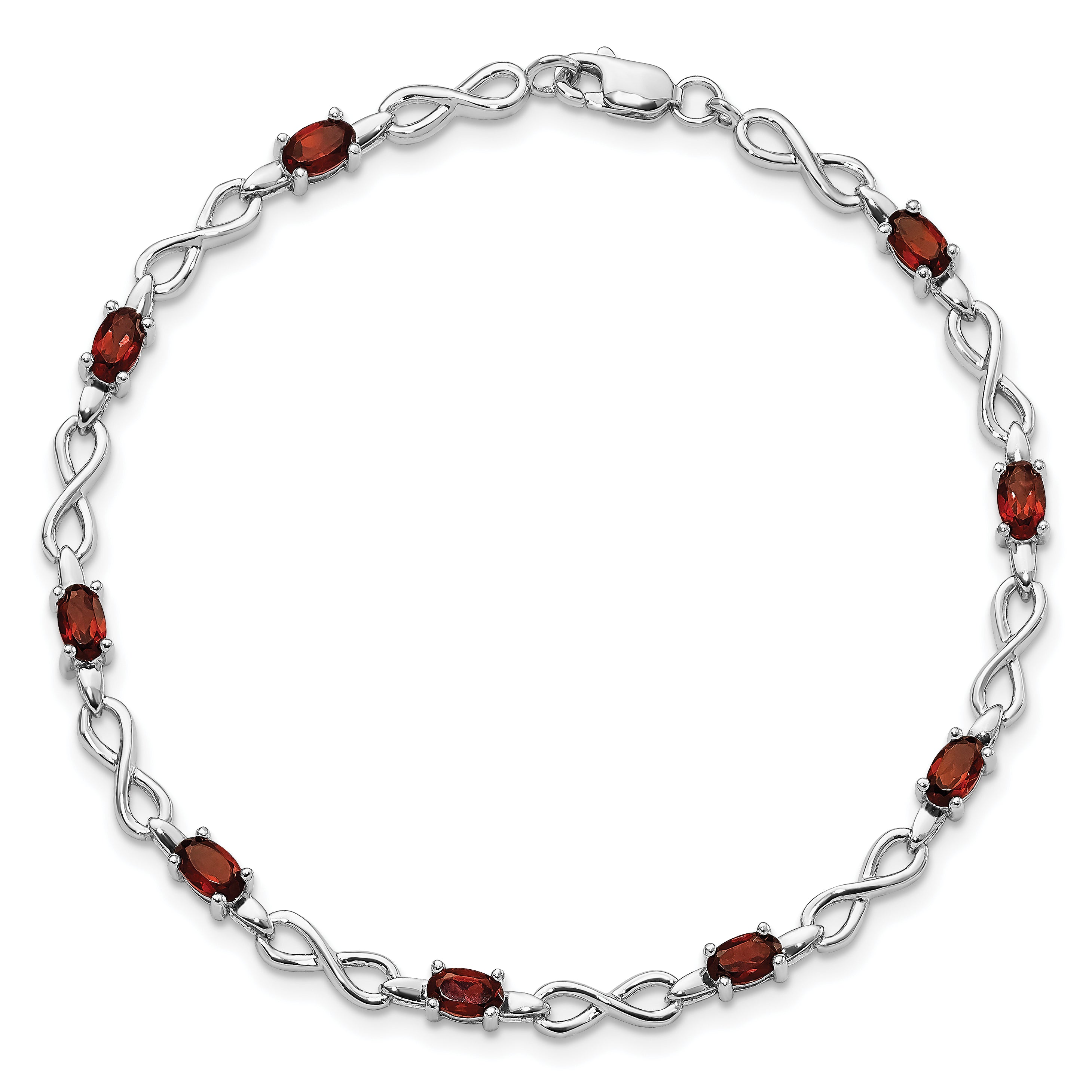 Sterling Silver Rhodium-plated Garnet Bracelet