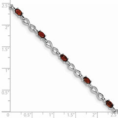 Sterling Silver Rhodium-plated Garnet Bracelet