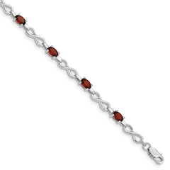 Sterling Silver Rhodium-plated Garnet Bracelet