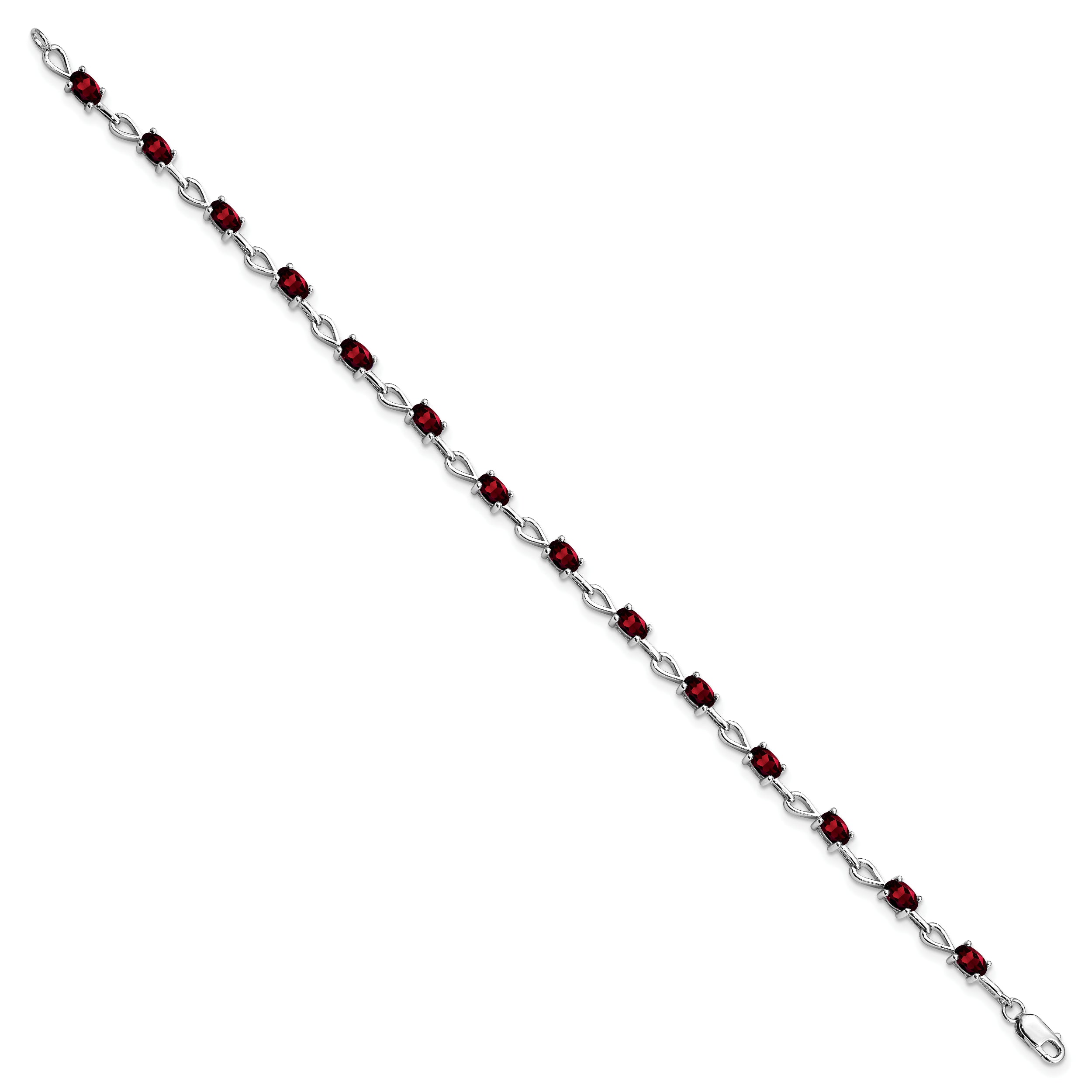 Sterling Silver Rhodium-plated Garnet Bracelet