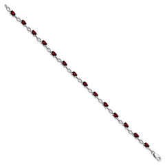 Sterling Silver Rhodium-plated Garnet Bracelet