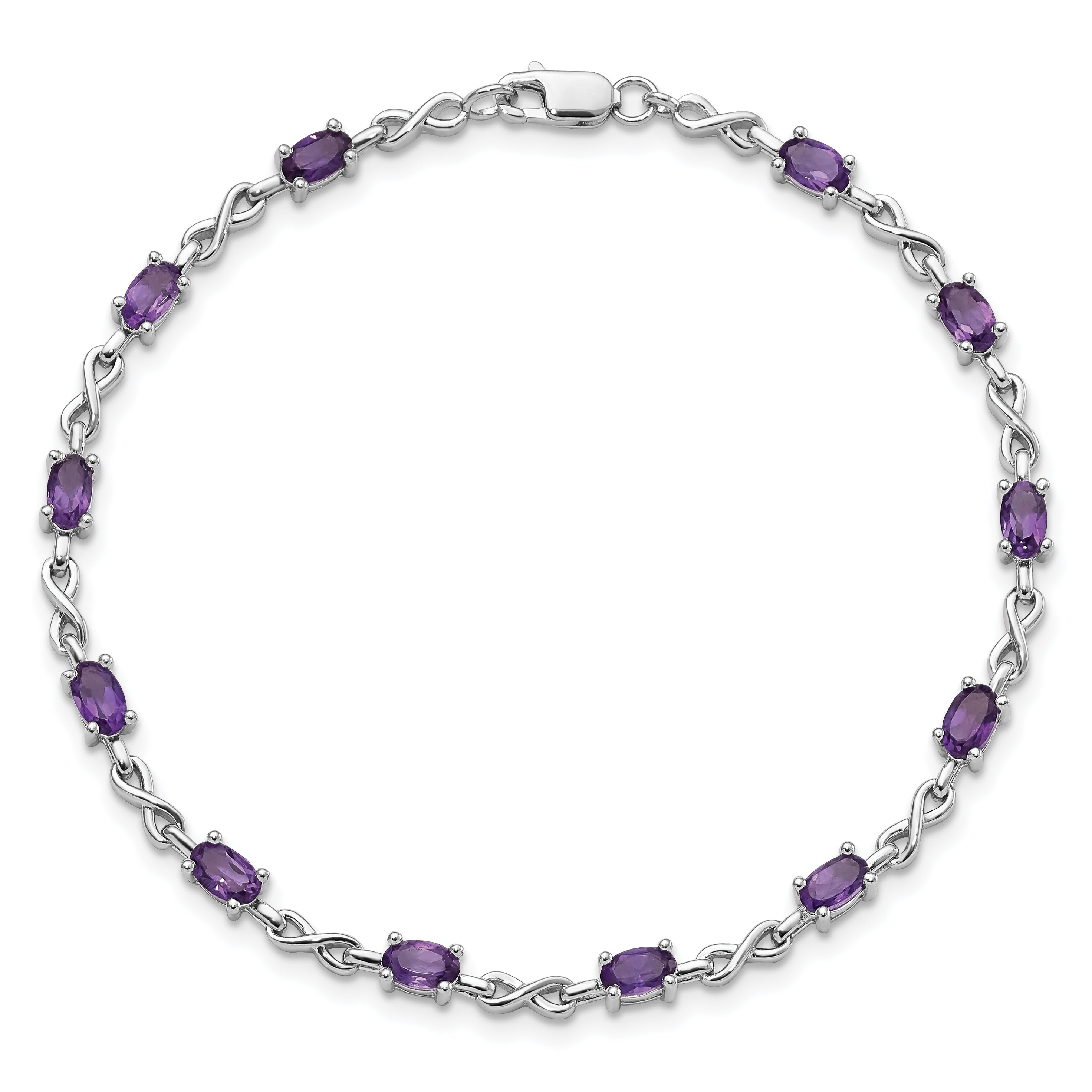 Sterling Silver Rhodium-plated Amethyst Bracelet