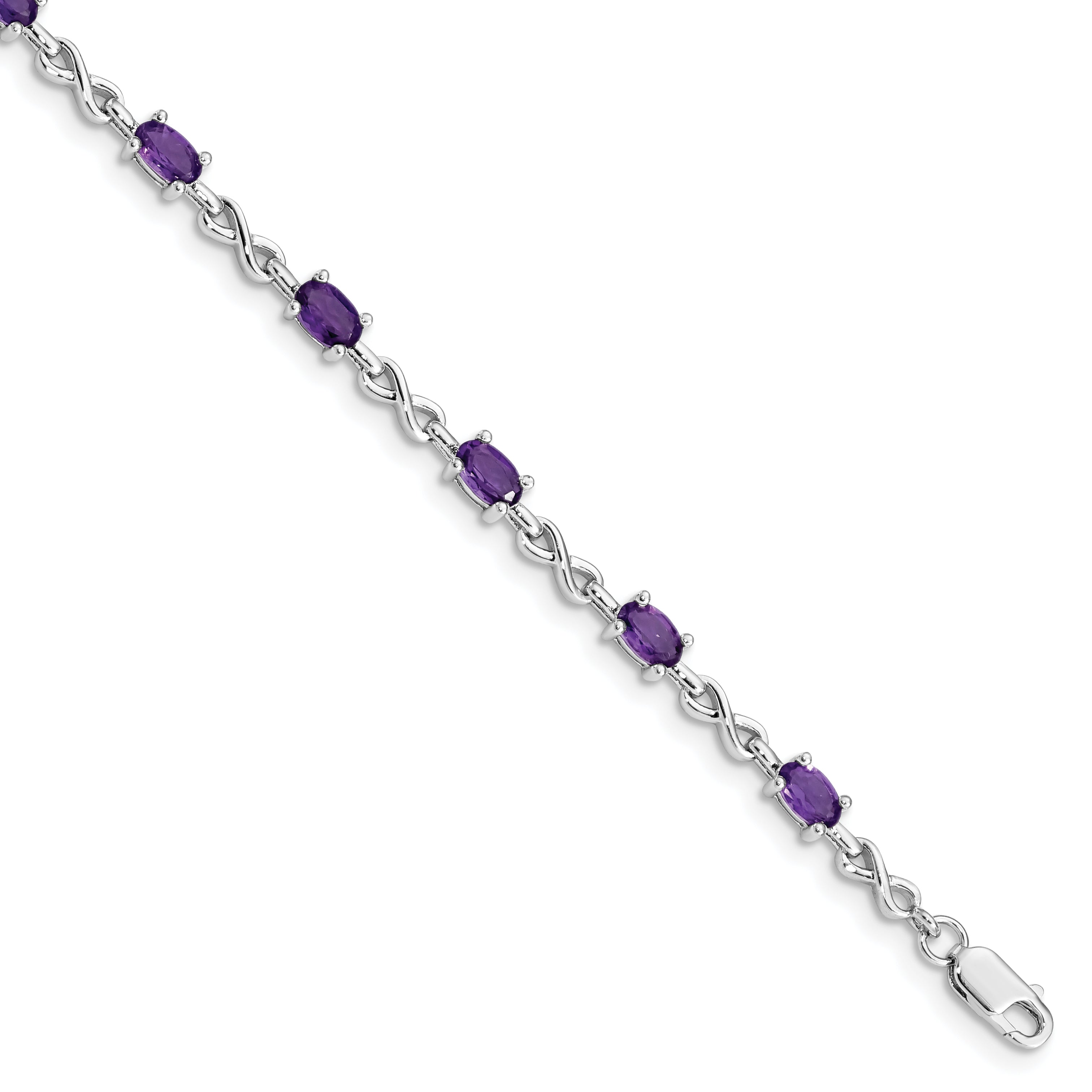 Sterling Silver Rhodium-plated Amethyst Bracelet