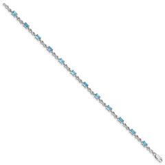 Sterling Silver Rhodium-plated Blue Topaz Bracelet