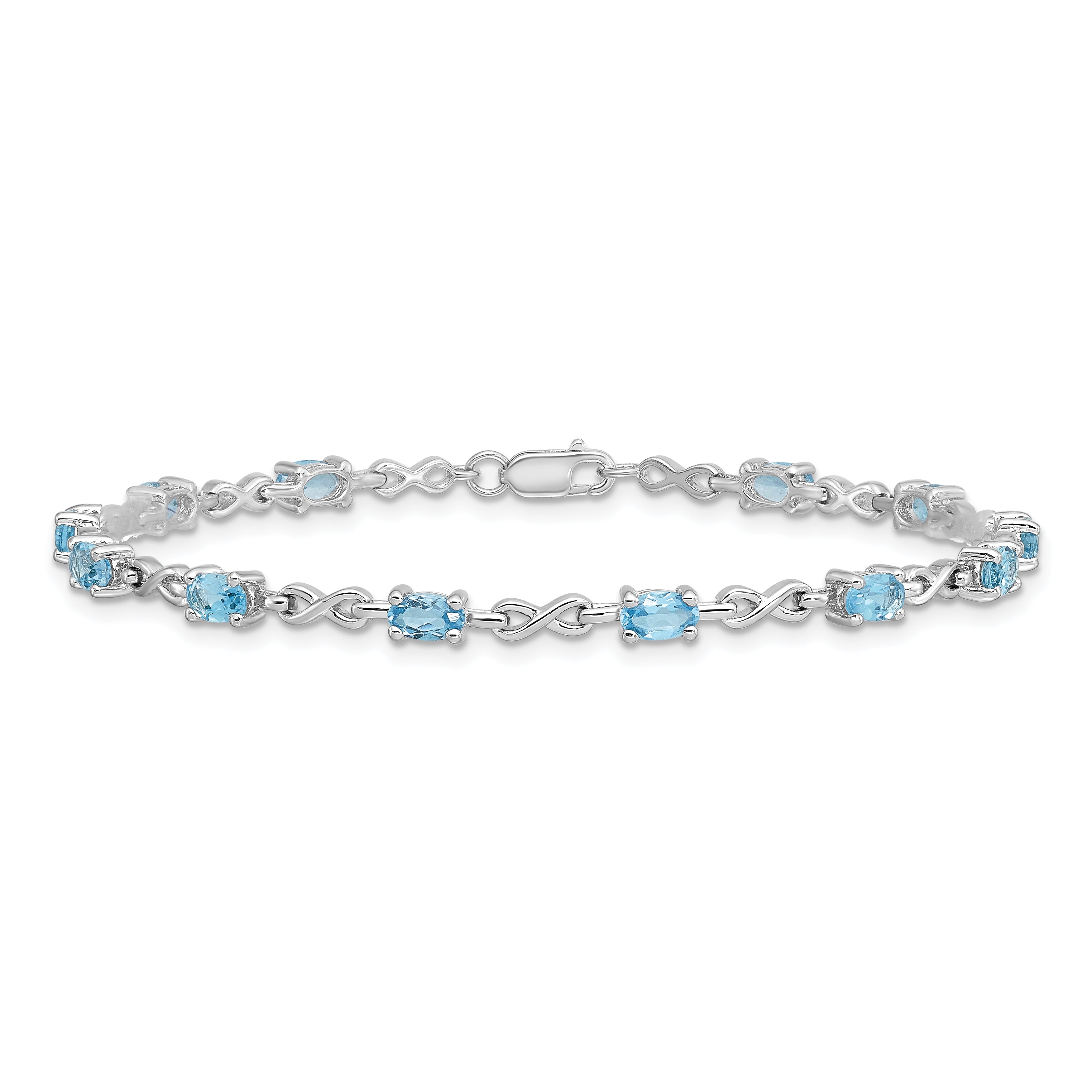 Sterling Silver Rhodium-plated Blue Topaz Bracelet