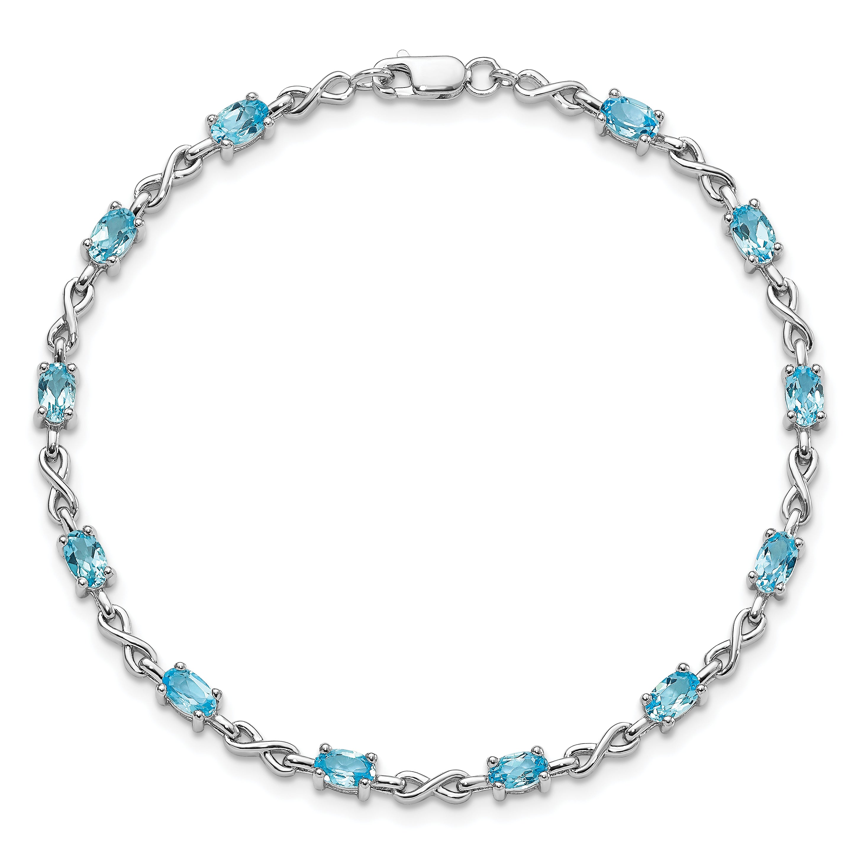 Sterling Silver Rhodium-plated Blue Topaz Bracelet