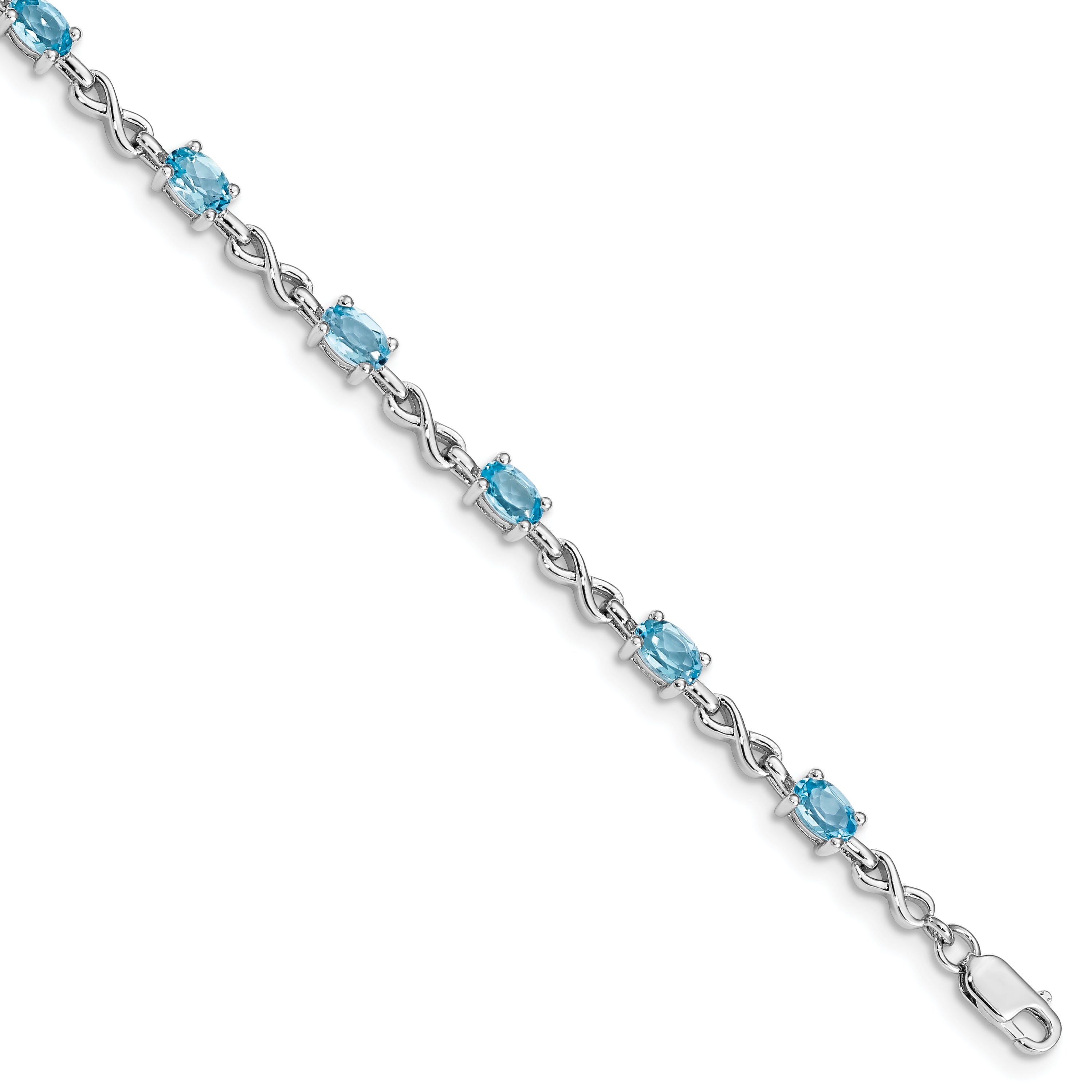 Sterling Silver Rhodium-plated Blue Topaz Bracelet