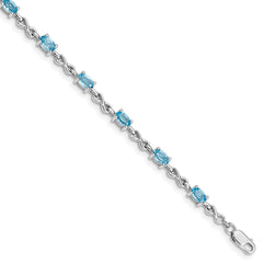 Sterling Silver Rhodium-plated Blue Topaz Bracelet