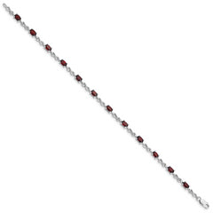 Sterling Silver Rhodium-plated Garnet Bracelet