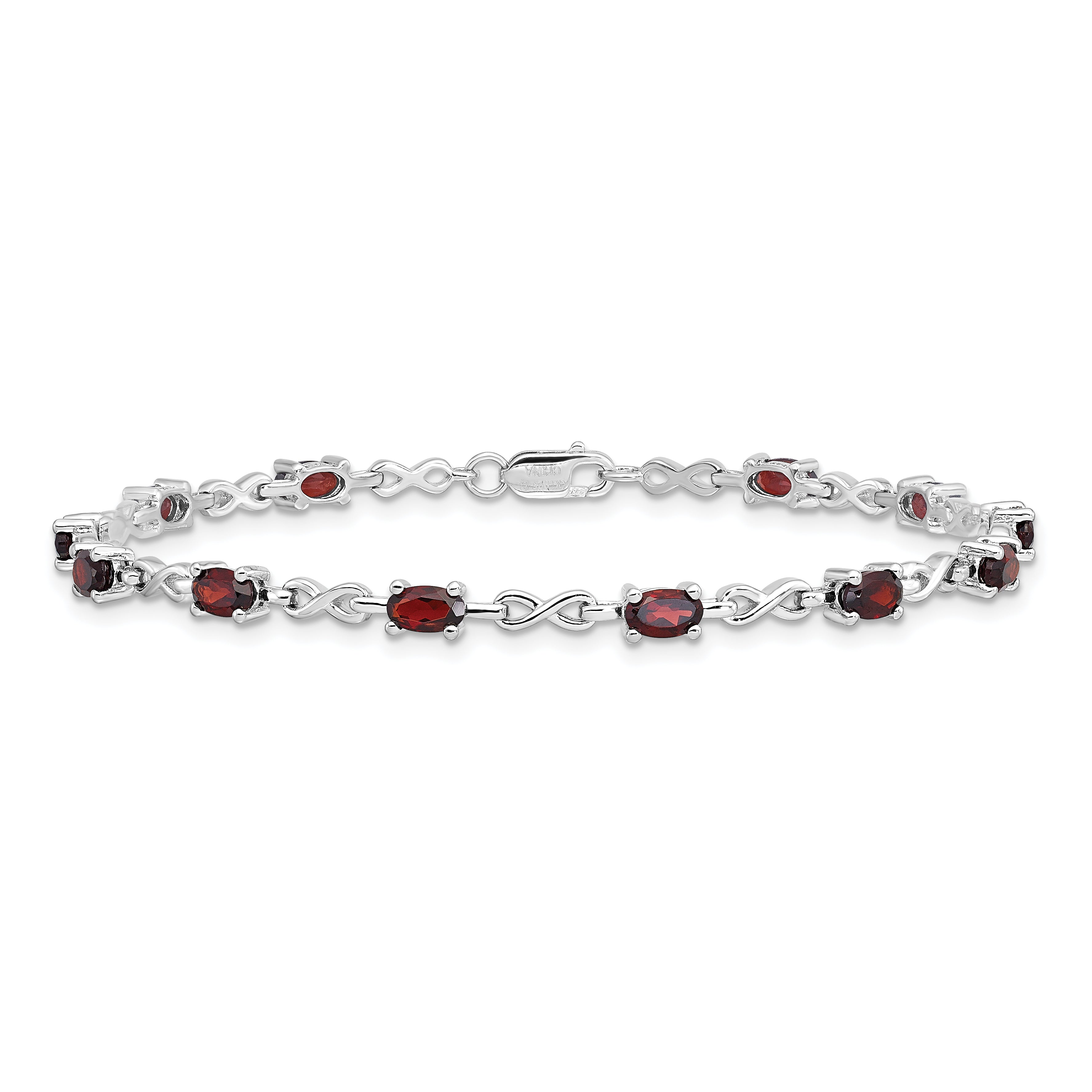 Sterling Silver Rhodium-plated Garnet Bracelet