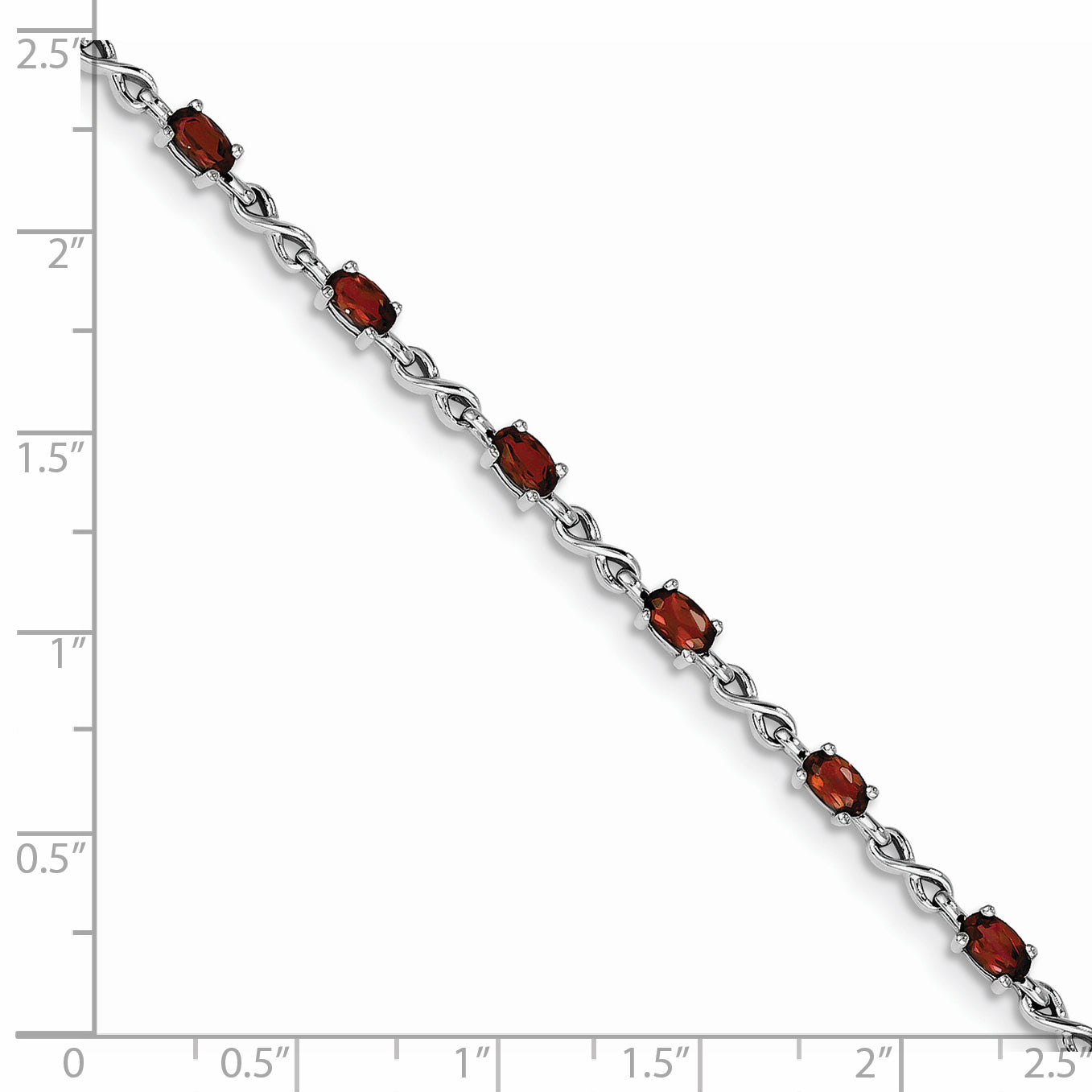 Sterling Silver Rhodium-plated Garnet Bracelet