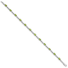 Sterling Silver Rhodium-plated Peridot Bracelet