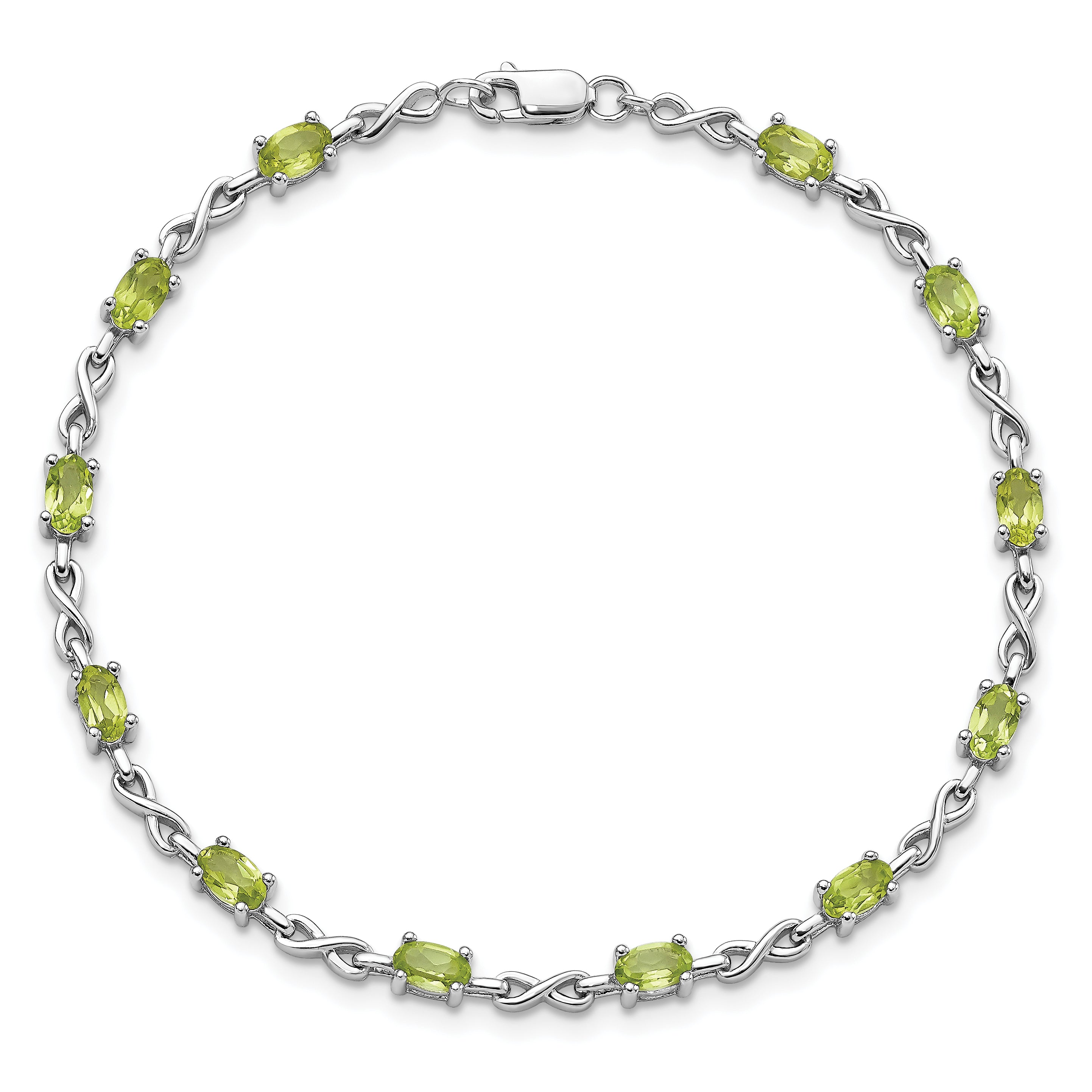 Sterling Silver Rhodium-plated Peridot Bracelet