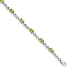 Sterling Silver Rhodium-plated Peridot Bracelet