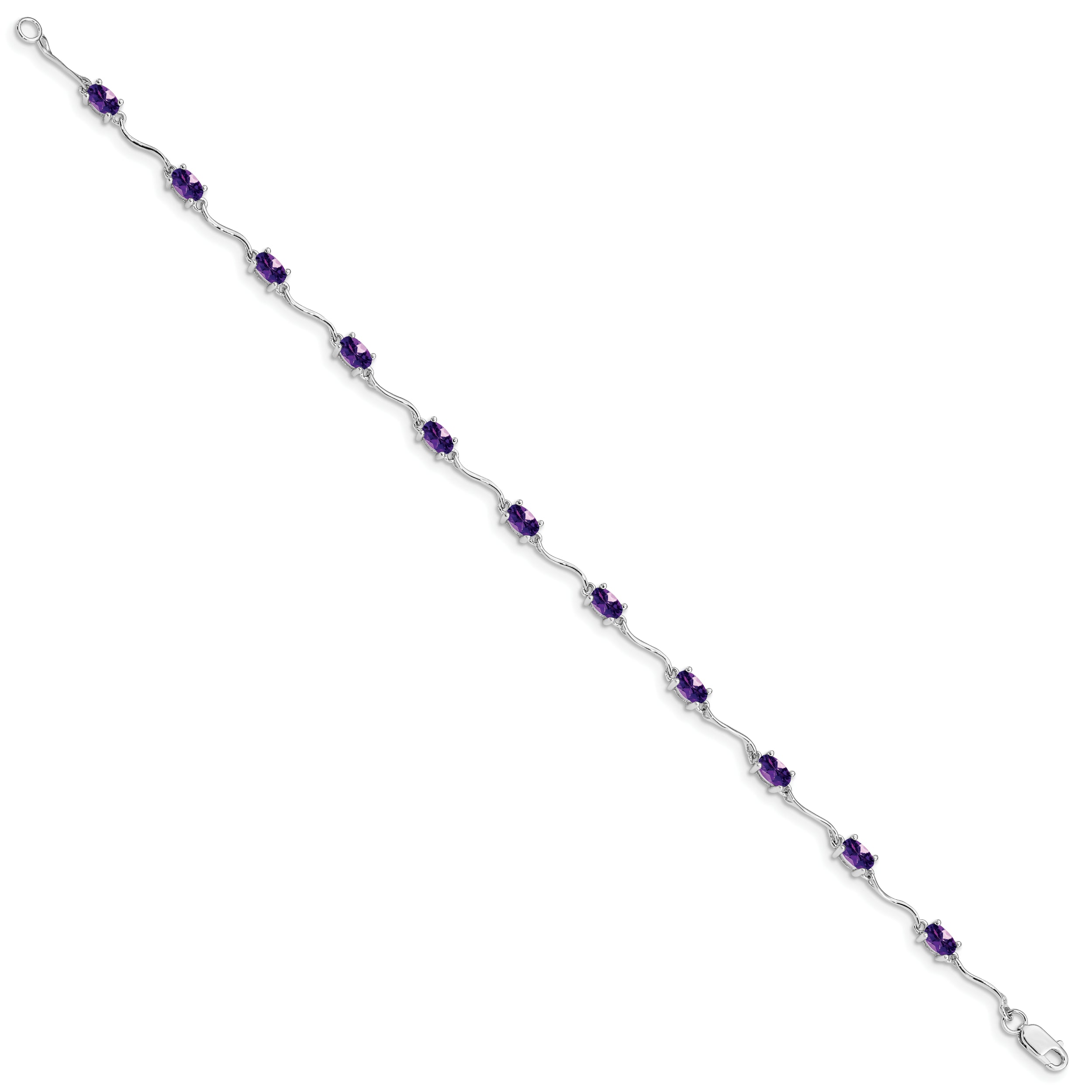 Sterling Silver Rhodium-plated Amethyst Bracelet